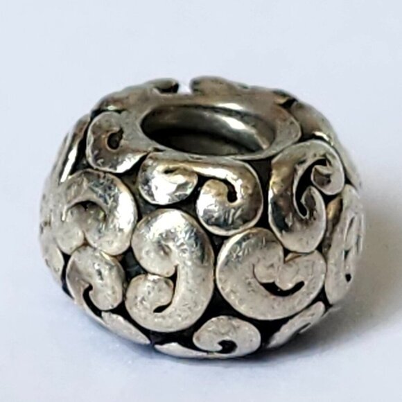 Authentic PANDORA Paisley Silver Spacer European Charm Bead - Picture 3 of 6